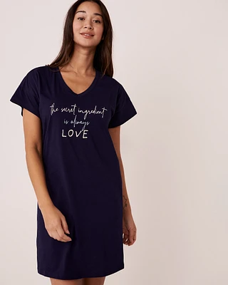 Chemise de nuit manches courtes en coton