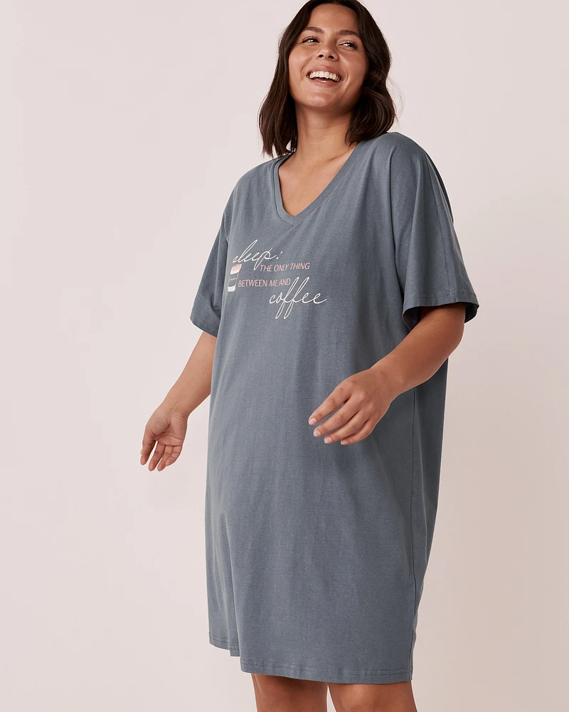 Chemise de nuit manches courtes en coton