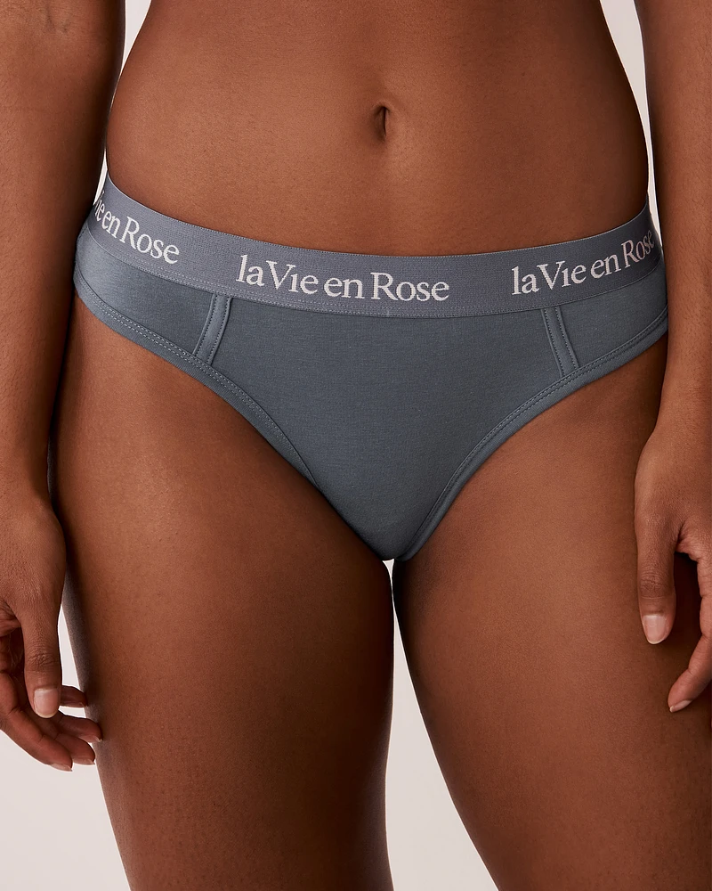 Culotte tanga coton et bande élastique logo