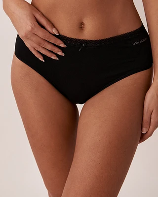 Culotte bikini taille haute ultra douce détails de dentelle