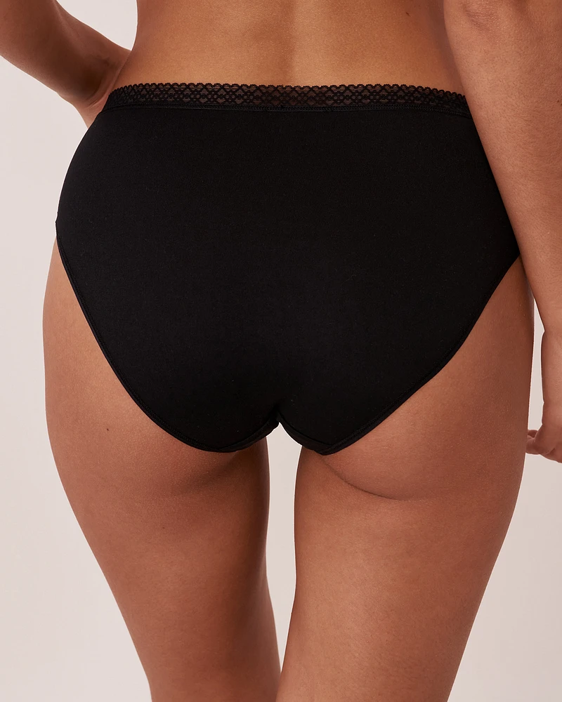 Culotte bikini taille haute ultra douce détails de dentelle
