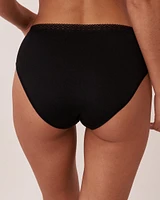 Culotte bikini taille haute ultra douce détails de dentelle