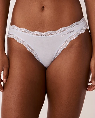 Modal and Lace Trim Bikini Panty