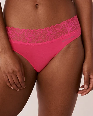 Culotte bikini coton et bande de dentelle