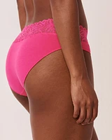 Culotte bikini coton et bande de dentelle