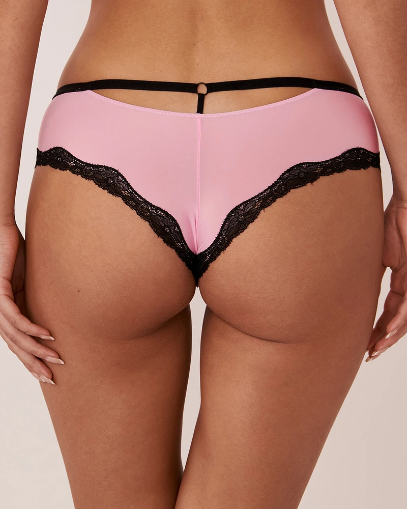 Culotte cheeky microfibre et bordure de dentelle