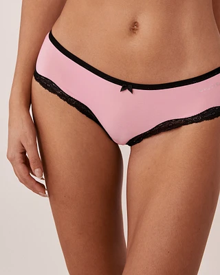 Microfiber and Lace Trim Cheeky Panty