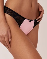 Culotte tanga microfibre et dentelle