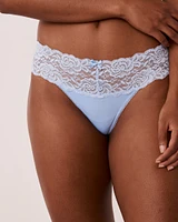 Culotte tanga microfibre et large bande de dentelle