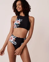 Haut de bikini encolure haute imprimé floral