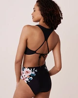 Haut de bikini encolure haute imprimé floral