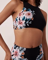 Haut de bikini encolure haute imprimé floral