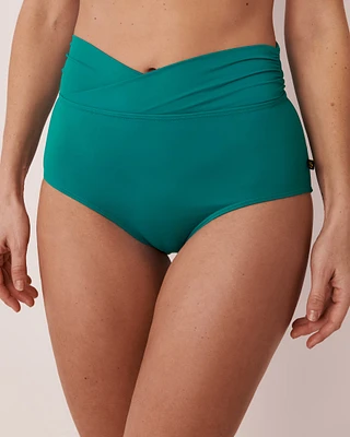 Bas de bikini taille haute drapée en fibres recyclées FANFARE