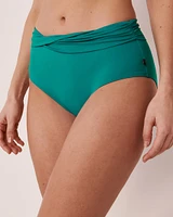 FANFARE Recycled Fibers Draped High Waist Bikini Bottom