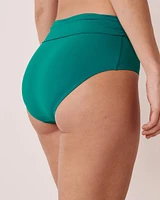 FANFARE Recycled Fibers Draped High Waist Bikini Bottom
