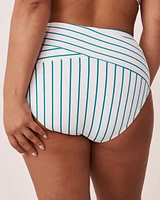 FANFARE STREAKS Recycled Fibers Crossed High Waist Bikini Bottom