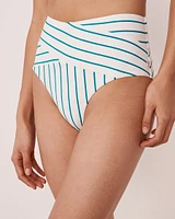 FANFARE STREAKS Recycled Fibers Crossed High Waist Bikini Bottom