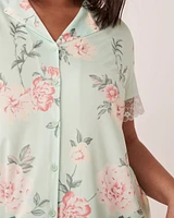 Recycled Fibers Lace Trim Short Sleeve Shirt