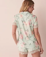 Recycled Fibers Lace Trim Short Sleeve Shirt