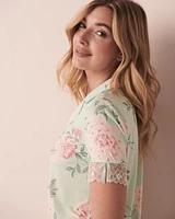 Recycled Fibers Lace Trim Short Sleeve Shirt