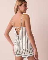 V Shaped Back Striped Satin Cami