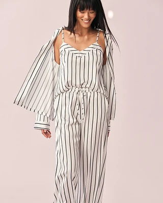 V Shaped Back Striped Satin Cami