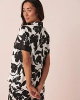Satin Short Sleeve Button-down Shirt