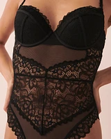 Combiné push-up dentelle et résille