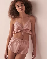 Ensemble 2 pièces satin et dentelle