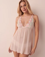 Embroidered Mesh and Lace Babydoll