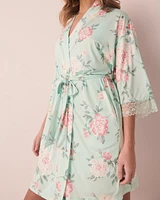 Recycled Fibers Lace Trim Kimono