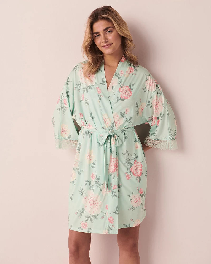 Recycled Fibers Lace Trim Kimono
