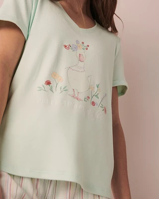 T-shirt col en V fibres recyclées