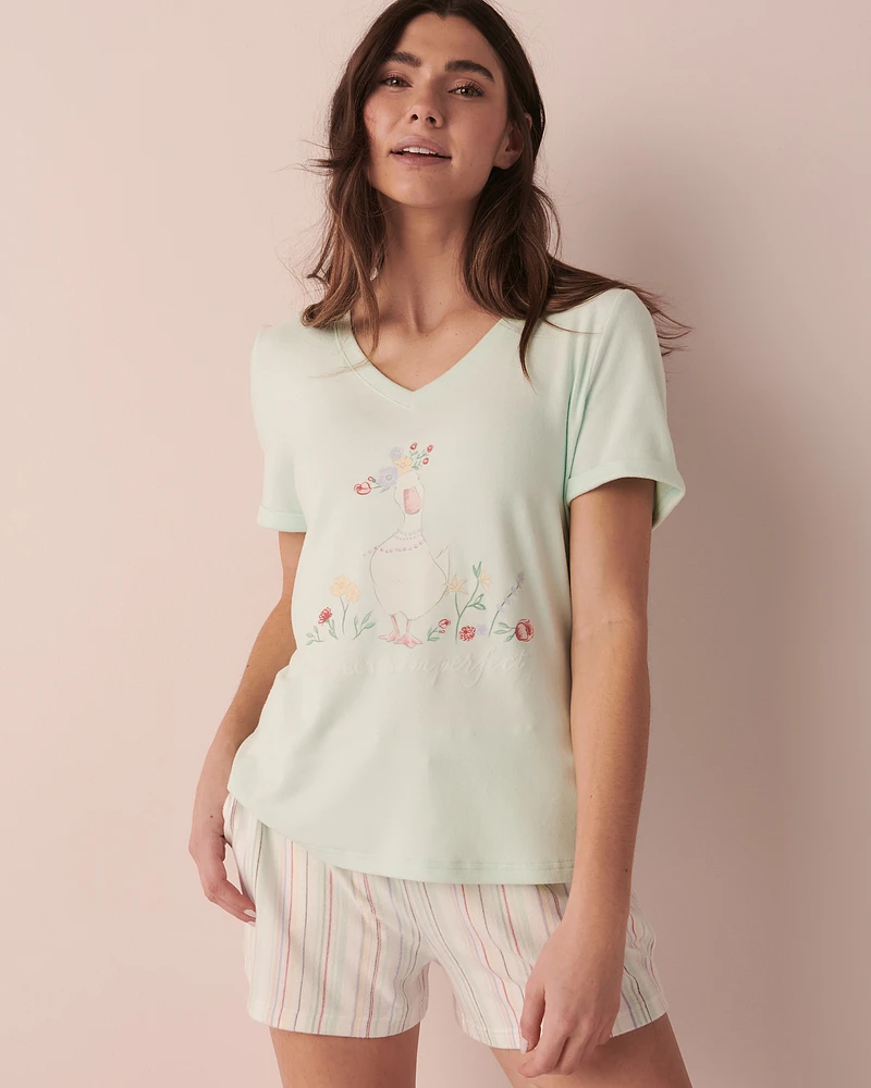 T-shirt col en V fibres recyclées