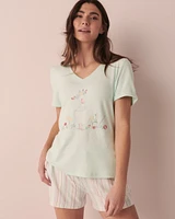 T-shirt col en V fibres recyclées