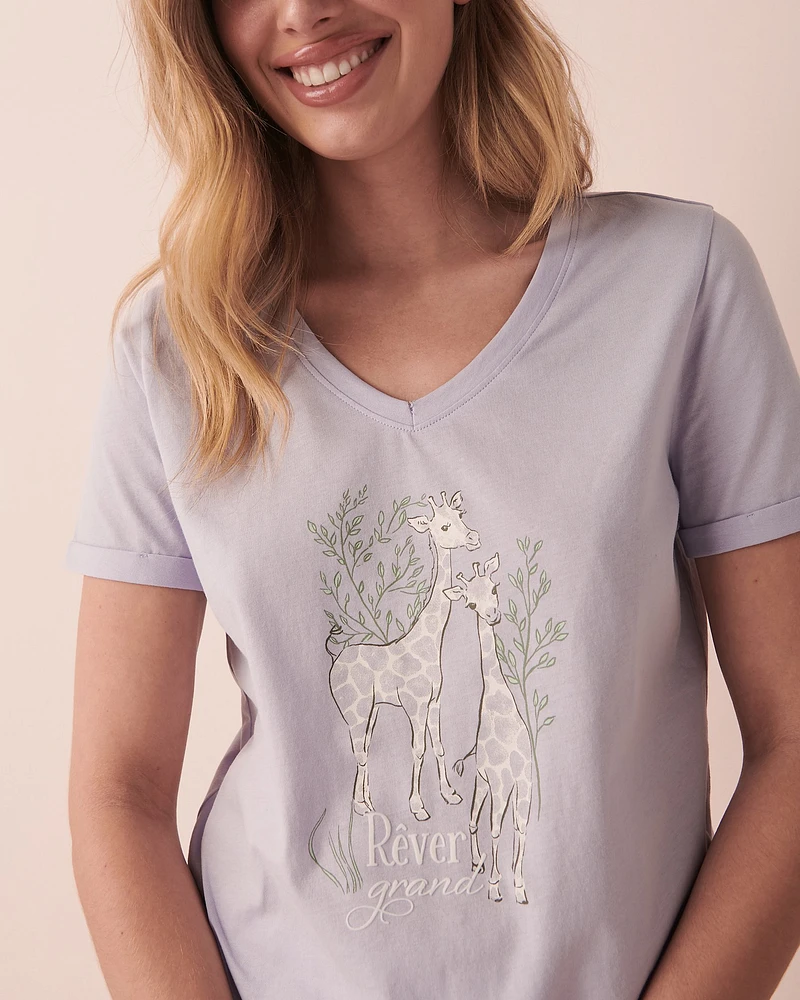 T-shirt col en V coton