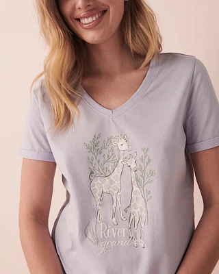 T-shirt col en V coton