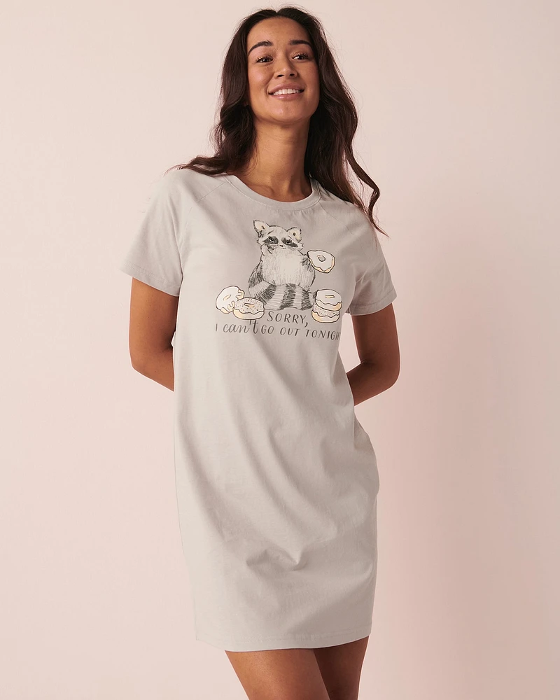 Chemise de nuit manches raglan en coton