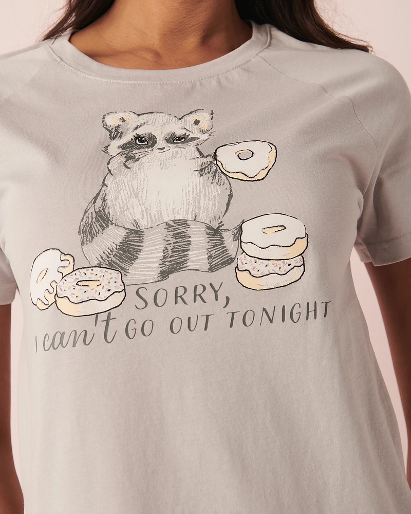 Chemise de nuit manches raglan en coton