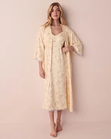 Long kimono ultra doux bordure de dentelle