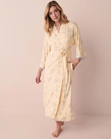 Long kimono ultra doux bordure de dentelle