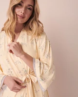 Long kimono ultra doux bordure de dentelle