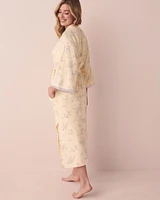 Long kimono ultra doux bordure de dentelle