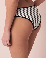 Bas de bikini cheeky BLACK & WHITE STREAKS