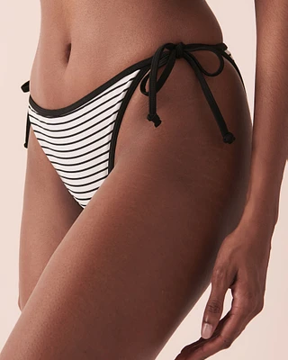 Bas de bikini brésilien noué aux hanches BLACK & WHITE STREAKS