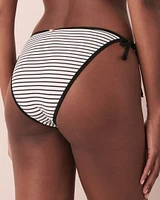 Bas de bikini brésilien noué aux hanches BLACK & WHITE STREAKS