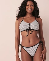 Bas de bikini brésilien noué aux hanches BLACK & WHITE STREAKS