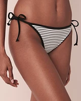 Bas de bikini brésilien noué aux hanches BLACK & WHITE STREAKS