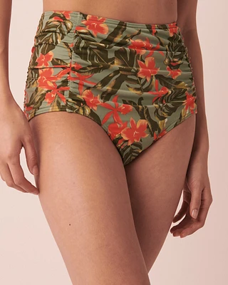 Bas de bikini taille haute plissé ORCHIDS GARDEN