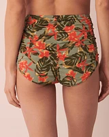 Bas de bikini taille haute plissé ORCHIDS GARDEN